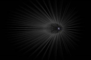 A Terra rodeada de filamentos de matéria escura, segundo uma hipótese para explicar esse tipo de matéria. NASA/JPL-Caltech.[1]